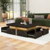 Modern Black Square Storage Coffee Table With 4 Drawers