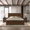 Maderne Traditional 3-Piece Wood Bedroom Set with Queen Size Panel Bed and Two Nightstands