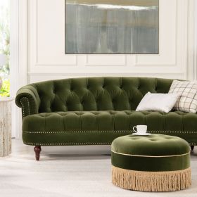 La Rosa Victorian Chesterfield Tufted Sofa, Olive Green Performance Velvet