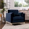 Knox 36" Modern Farmhouse Arm Chair, Dark Navy Blue Performance Velvet