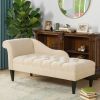 Harrison Tufted Roll Arm Chaise Lounge, Beige Chenille