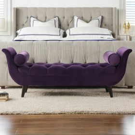 Alma Tufted Flared Arm Entryway Bench, Purple Velvet