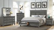 6 Piece Bedroom Sets, King Size Wood Bedroom Furniture Sets with King Size Bed, 2 Nightstands, Chest, Dresser and Mirror