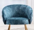 Gorgeous Living Room Accent Chair 1pc Button-Tufted Back Covering Blue Fabric Upholstered Metal Legs