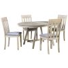 TREXM 5-Piece Wood Dining Table Set Round Extendable Dining Table with 4 Dining Chairs