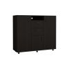 3 Piece Bedroom Set, Milano Double Door Cabinet Dresser + 2 Omaha Nightstands, Black