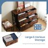 Sweetcrispy Dresser for Bedroom 6 Drawers Wide Fabric Storage Units Chest of Drawers for Bedroom with Metal Frame and Wooden Top for TV,brown