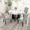 5-Piece Round Dining Table set, 43-Inch Modern Dining Table and 4 Upholstered Chairs for Dining Room, Kitchen Room, Living Room, Easy Assembly