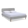 Diego Low Upholstered Platform Bed, Queen, Light Grey Polyester