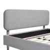 Diego Low Upholstered Platform Bed, Queen, Light Grey Polyester