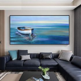 Handmade Oil Painting On Canvas Wall Art Decoration Modern Abstract Boat Landscape Picture  Living Room hallway bedroom luxurious decorative painting (size: 100x150cm)