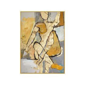 100% Hand Painted Abstract Gold And Silver People Man Oil Paintings Home Decor Wall Art Pictures Handmade Painting Large Oils No Frame (size: 100x150cm)