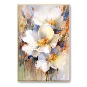 100% Hand Painted Abstract White Flower Oil Painting On Canvas Wall Art Frameless Picture Decoration For Live Room Home Decor (size: 60x90cm)