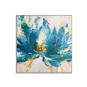 100%Hand Painted Abstract Art Blue Flower Oil Painting On Canvas Art Wall Painting For Living Room wall pictures Home Decoration (size: 70x70cm)