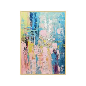 Natural Pink Blue Abstract 100% Handmade Oil Painting Canvas Paintings for Living Room Home Decoration Nordic Wall Art Pictures (size: 60x90cm)