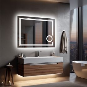 Wisfor LED Lighted Smart Bathroom Mirror 3X Lighted Magnifier Wall Mounted White Light Front Backlit Dimmable Anti-Fog (Color: 600cm x 800cm)