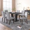 Dining Table Set for 6, 7 Piece Kitchen Table Chairs Set, 1.8" Thickness Tabletop and V-shaped Table Legs