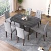 Dining Table Set for 6, 7 Piece Kitchen Table Chairs Set, 1.8" Thickness Tabletop and V-shaped Table Legs