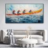 Hand Painted Oil Painting Original Kayaking Sports Wall Art Sea Surfing Landscape Art Large Blue Ocean Canvas Oil Painting 3D Textured Hand Knife Pain